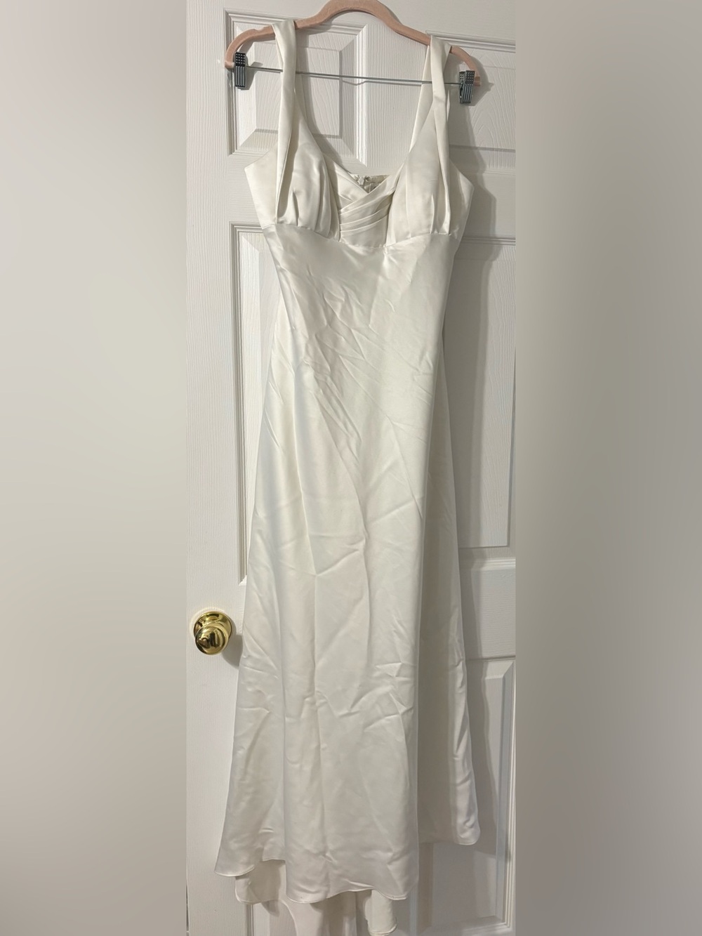 Elegant White Satin Maxi Dress